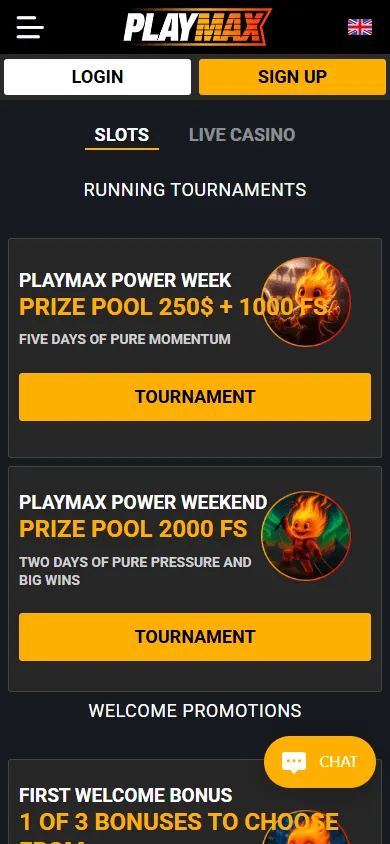 Playmax Casino promotions area on mobile