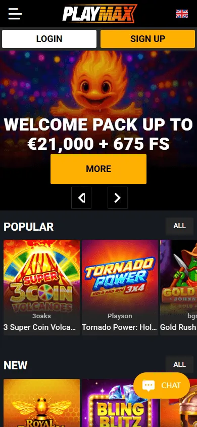 Playmax Casino home screen on mobile
